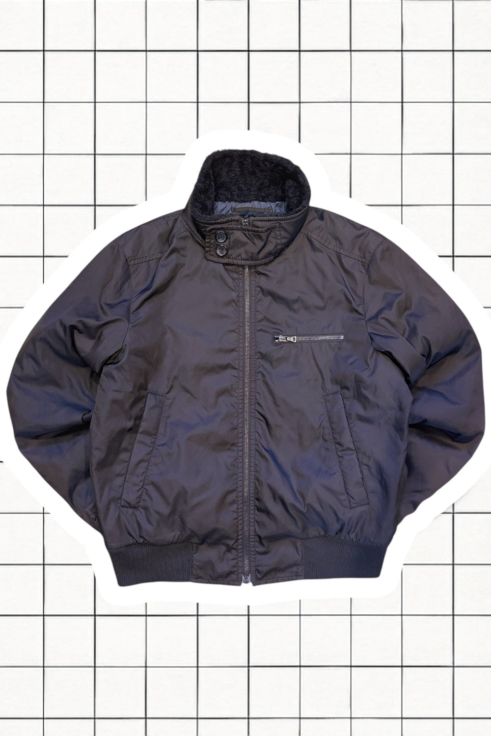 AW07 Prada Brown Nylon Flight Bomber Jacket