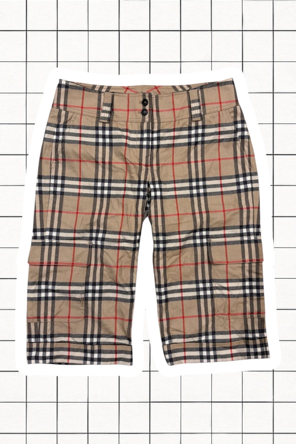 Vintage 2000s Wool Burberry Tan Nova Check Capri